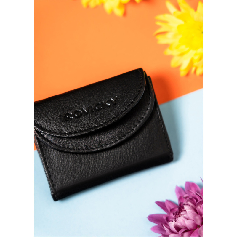 Skórzana mała minimalistyczna portmonetka damska