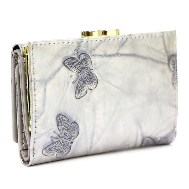 Gregorio damski portfel lakierowany skórzany pojemna portmonetka w motyle