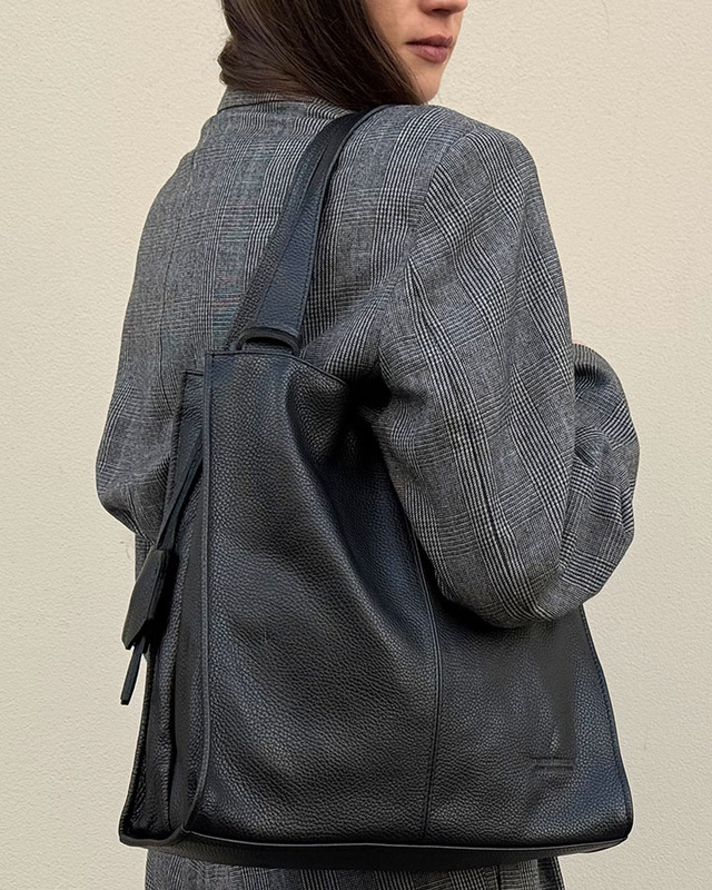 Modna torebka damska skórzany shopper bag - MARCO MAZZINI Portofino Max czarny