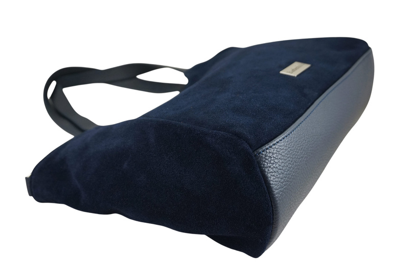 Torebka damska zamszowa typu worek - Granatowa