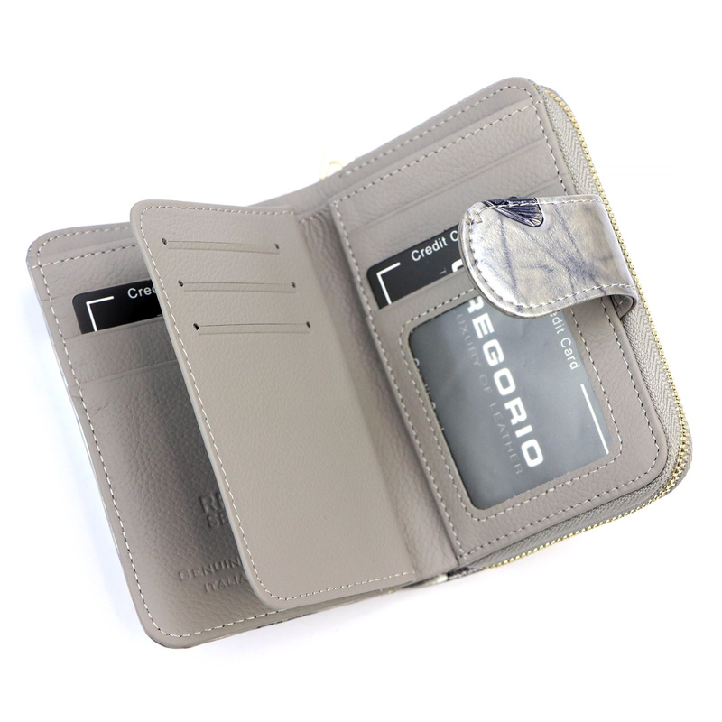 Gregorio portfel damski skóra naturalna lakierowana pionowa portmonetka