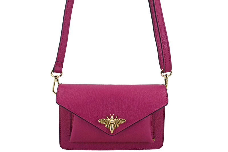 Torebka damska wizytowa skórzana - Fuksja