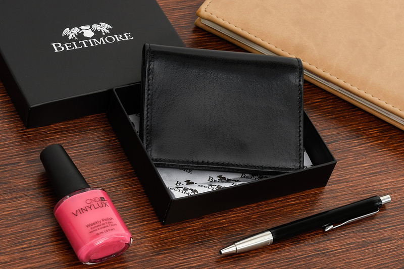 Etui na wizytówki karty czarne skórzane portfel slim Beltimore G94