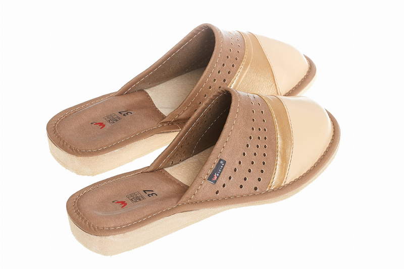 Wójciak Podhale damskie kapcie domowe skórzane klin o wysokości 2,5 cm