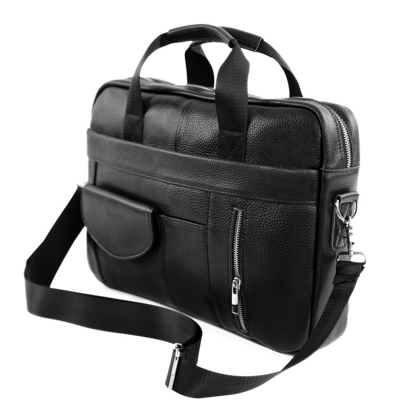 Męska torba skórzana na laptopa Solier SL49 BRANN Czarna