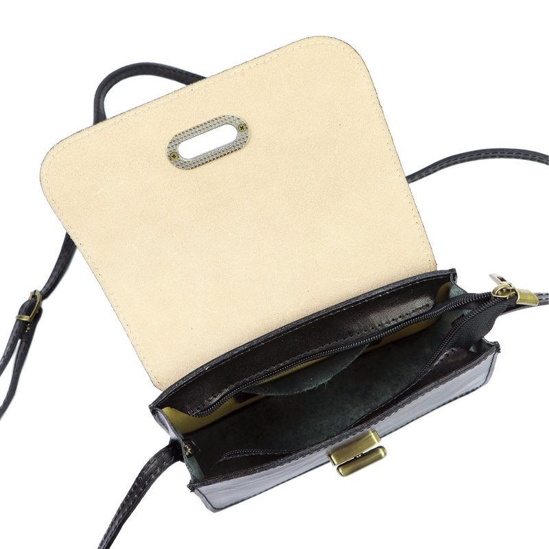 Florence Skórzana elegancka damska listonoszka torebka na ramię z klapą