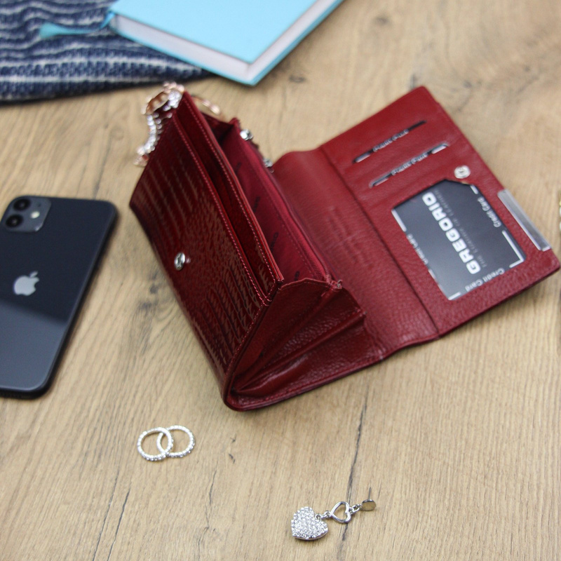 Gregorio damski portfel skóra naturalna duża portmonetka skóra krokodyla