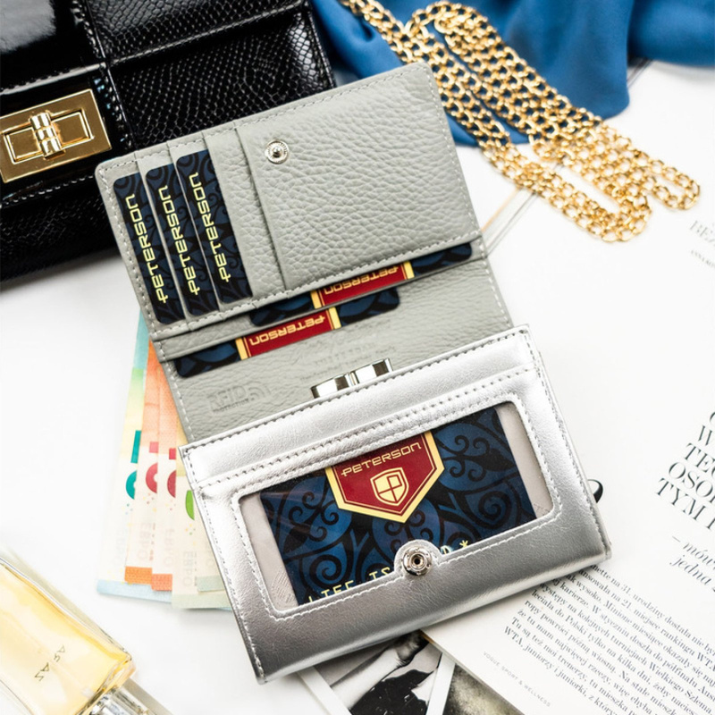 skóra naturalna + Damski portfel ze skóry ekologicznej Peterson PTN PX30-1-NPK