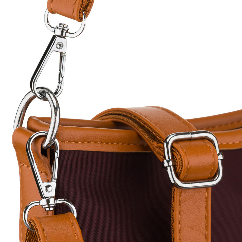 Miejska torebka damska z poliestru i skóry ekologicznej w bordowym kolorze, jednokomorowa - Peterson