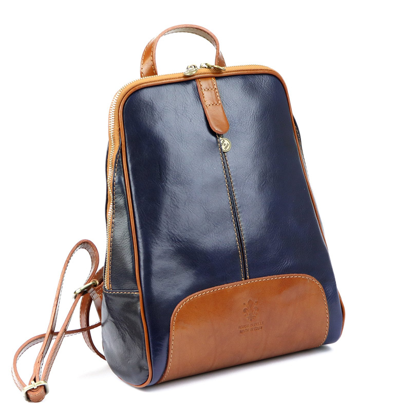 Florence Miejski Damski plecak skóra naturalna z kieszeniami na suwak