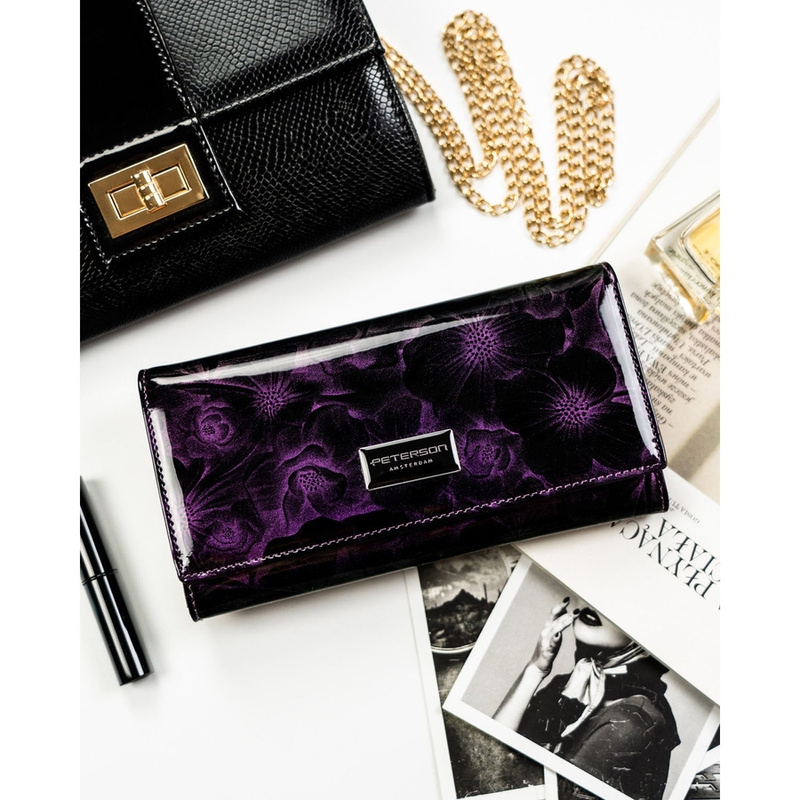 skóra naturalna + Damski portfel ze skóry ekologicznej Peterson PTN PS122-FDS