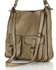 Torebka skórzana na ramię z kieszonkami safari leather bag - MARCO MAZZINI beż taupe