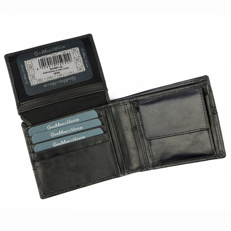 Gian Marco Venturi męski portfel skóra naturalna poziomy składany pojemny
