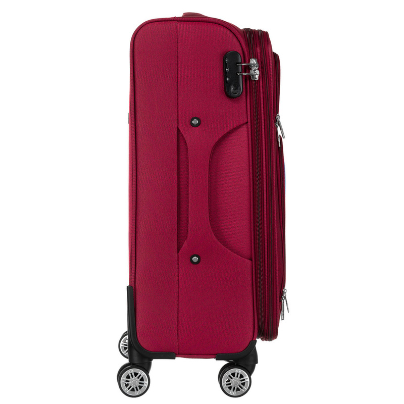 Duża walizka z wytrzymałej tkaniny poliestrowej w czerwono-niebieskim kolorze - Peterson