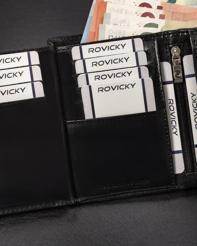 Duży Skórzany portfel męski system RFID Rovicky