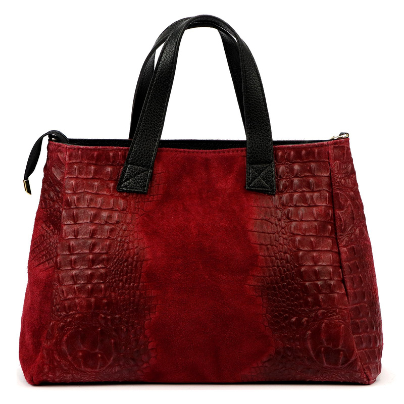 Luka duży damski kuferek skóra naturalna torebka z paskiem i kieszenią