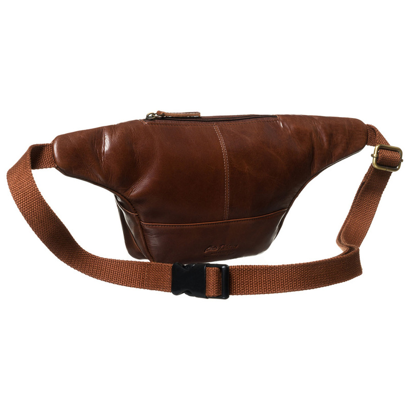 Klasyczna skórzana nerka męska na biodra w brązowym kolorze - Peterson