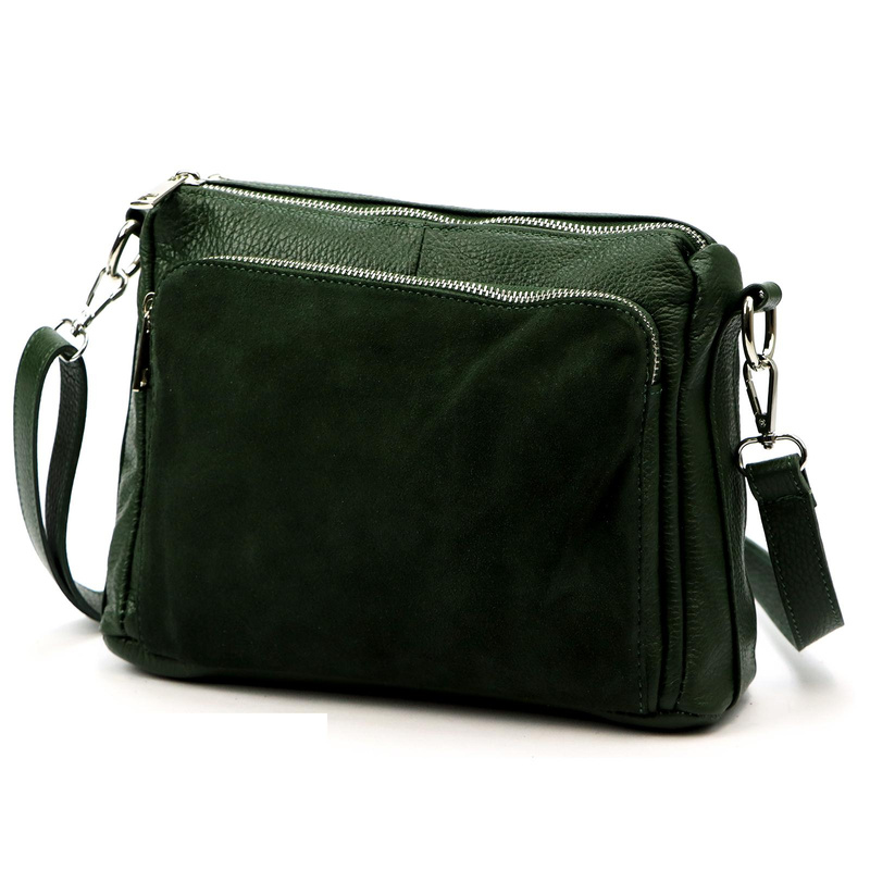 Luka damska listonoszka na ramię skóra naturalna dwie komory trzy kieszenie