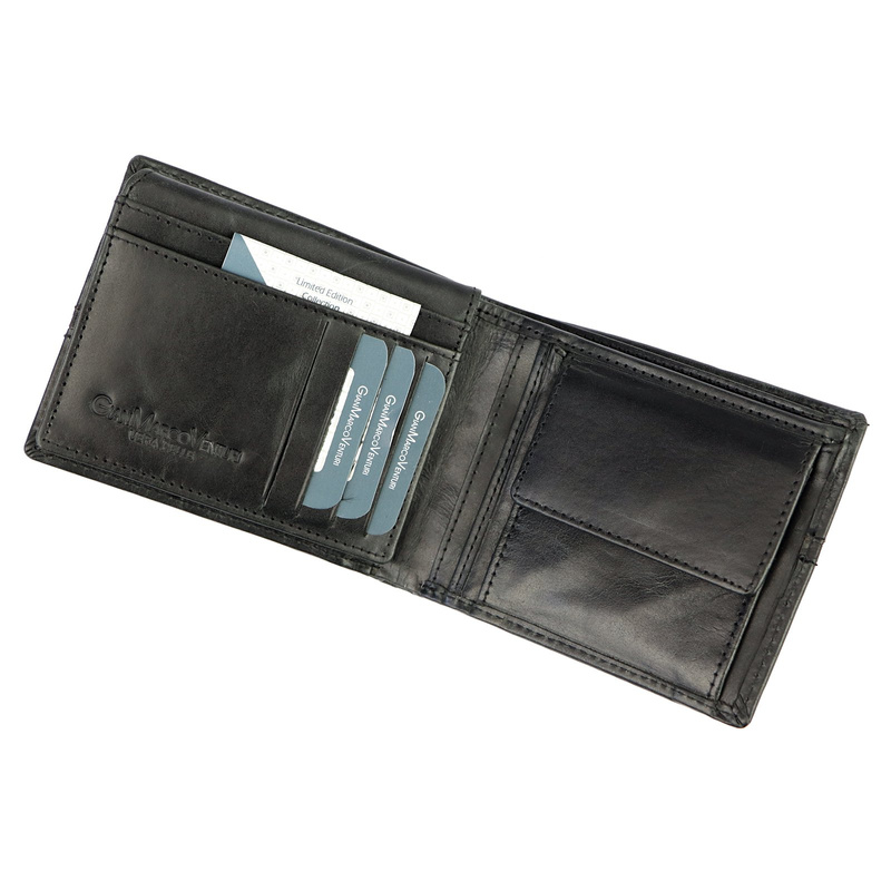 Gian Marco Venturi męski portfel skóra naturalna poziomy składany pojemny