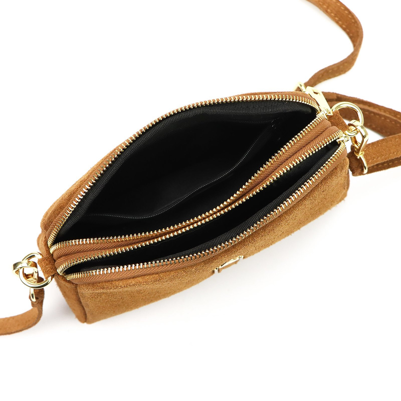 Dwukomorowa damska listonoszka skórzana zamszowa torebka na ramię Luka