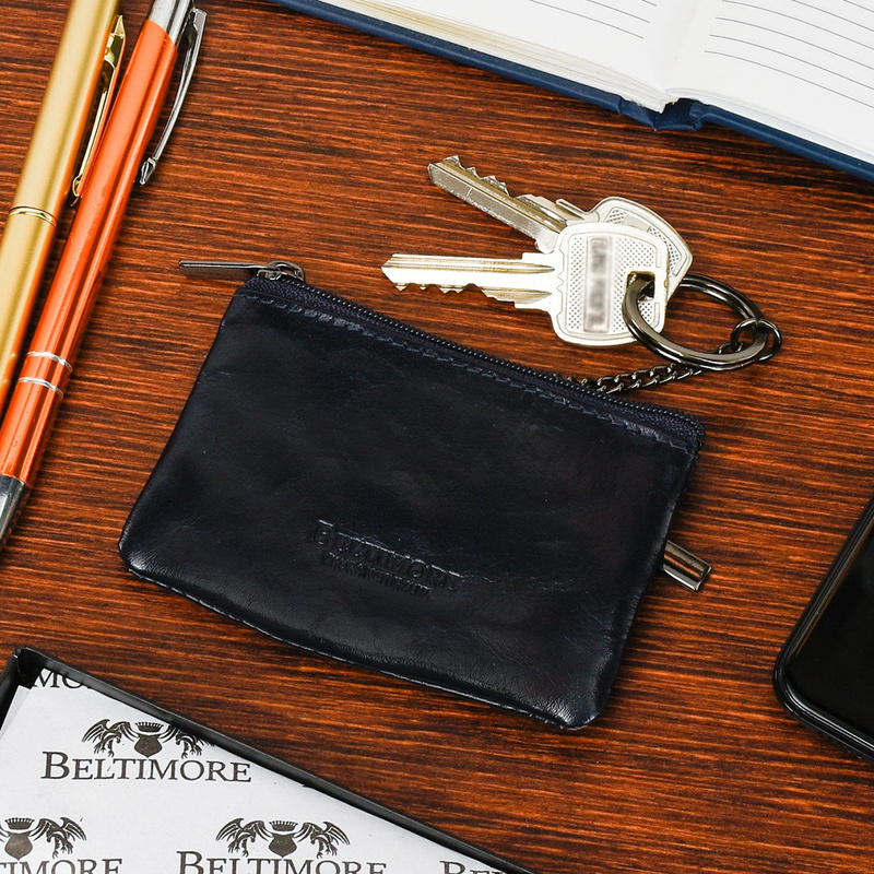 Brązowe skórzane etui na klucze z pudełkiem Beltimore E44