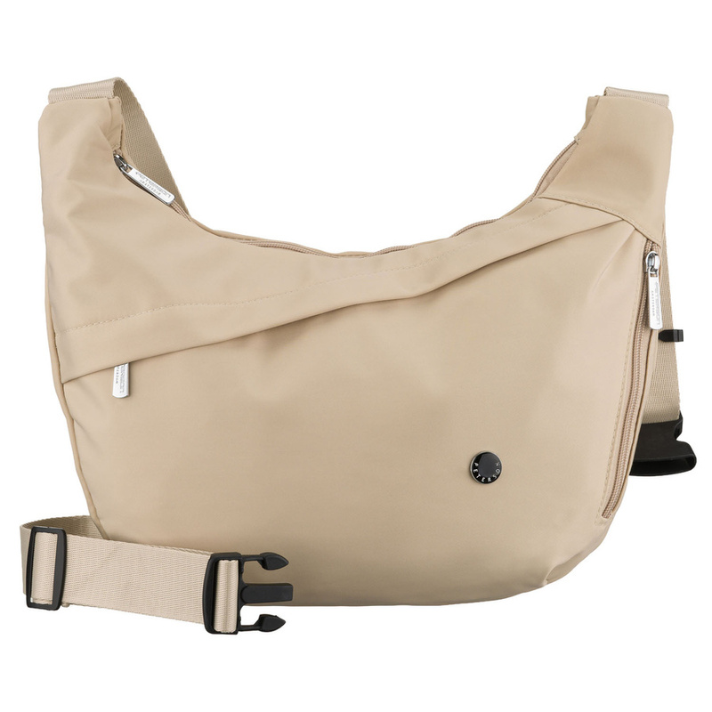 Torebka damska z poliestru w jasnobeżowym kolorze, zamykana suwakiem i wyposażona w kieszeń zewnętrzną - Peterson