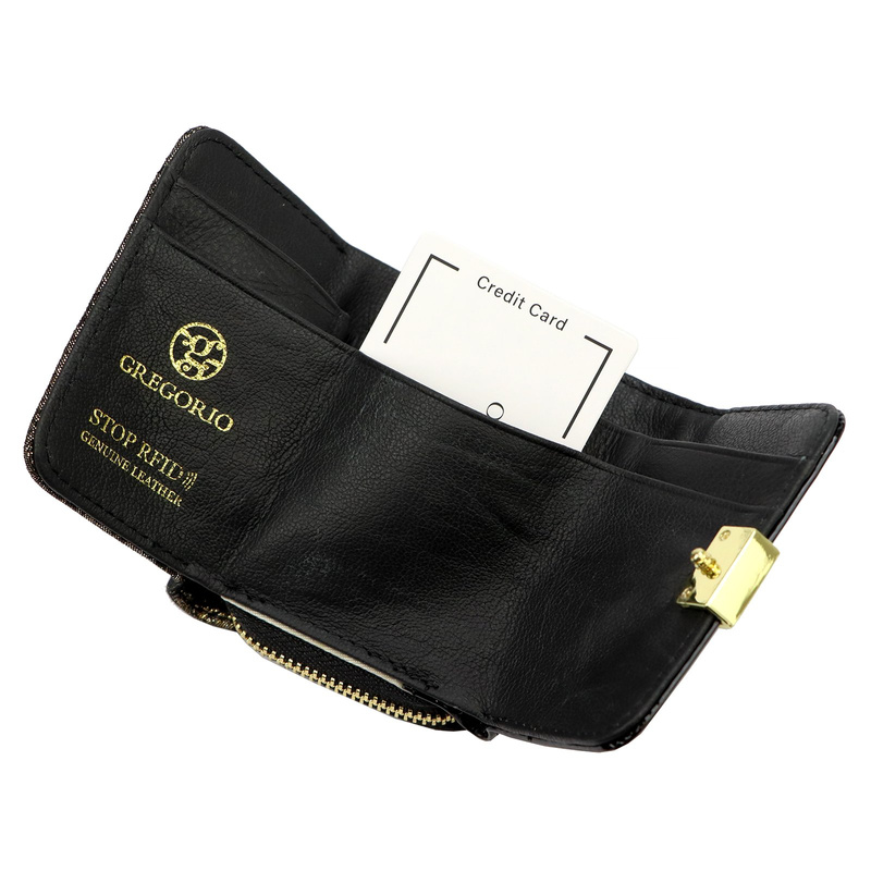 Gregorio damska mała portmonetka skórzany stylowy portfel wzór skóra węża