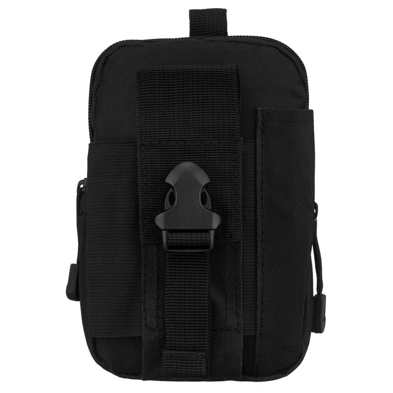 Czarna saszetka do paska wykonana z wytrzymałego poliestru - Rovicky