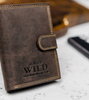 Duży rozbudowany pionowy skórzany zapinany męski portfel Wild z RFID