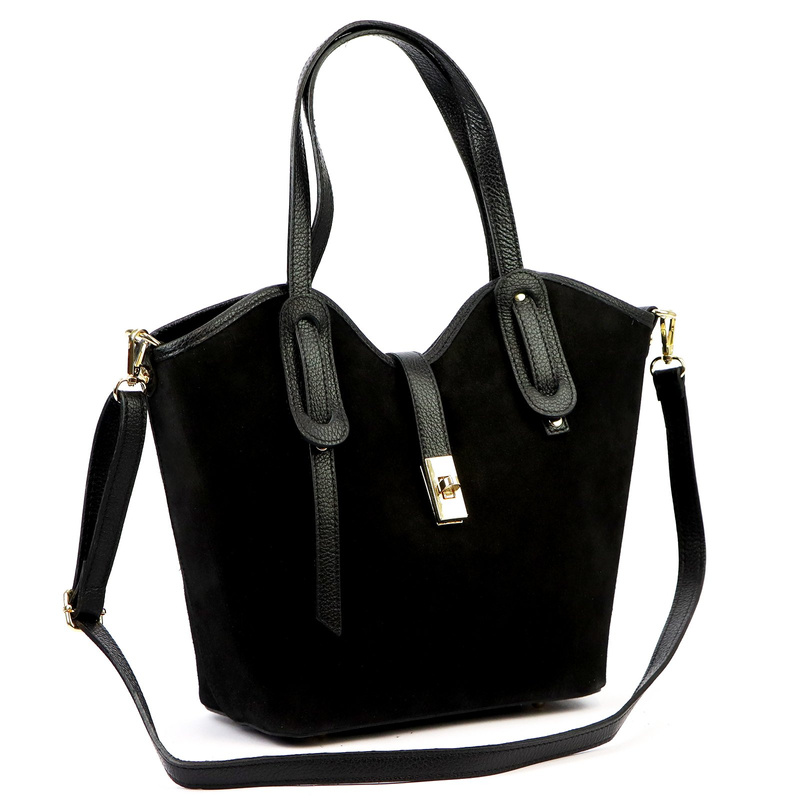 Luka Zamszowa skórzana damska shopperbag na ramię pojemna i stylowa