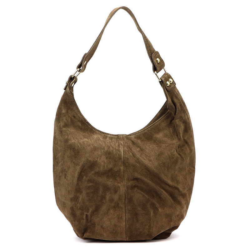 Vera Pelle damska torebka na ramię skóra naturalna zamszowa shopperbag