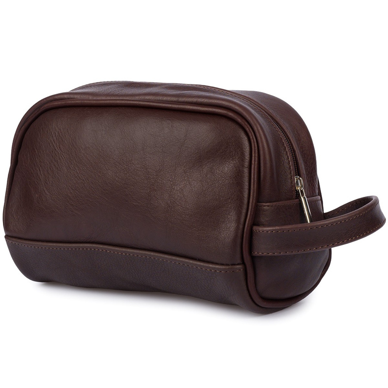 Kosmetyczka skórzana brązowa saszetka podróżna elegancka Beltimore R24