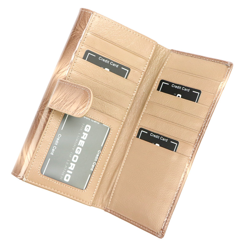 Lakierowany duży Skórzany damski portfel Gregorio