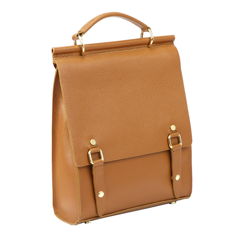 Luka plecak miejski damski skóra naturalna styl vintage z kieszeniami