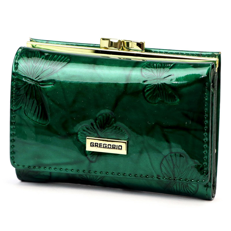 Gregorio damski portfel lakierowany skórzany pojemna portmonetka w motyle