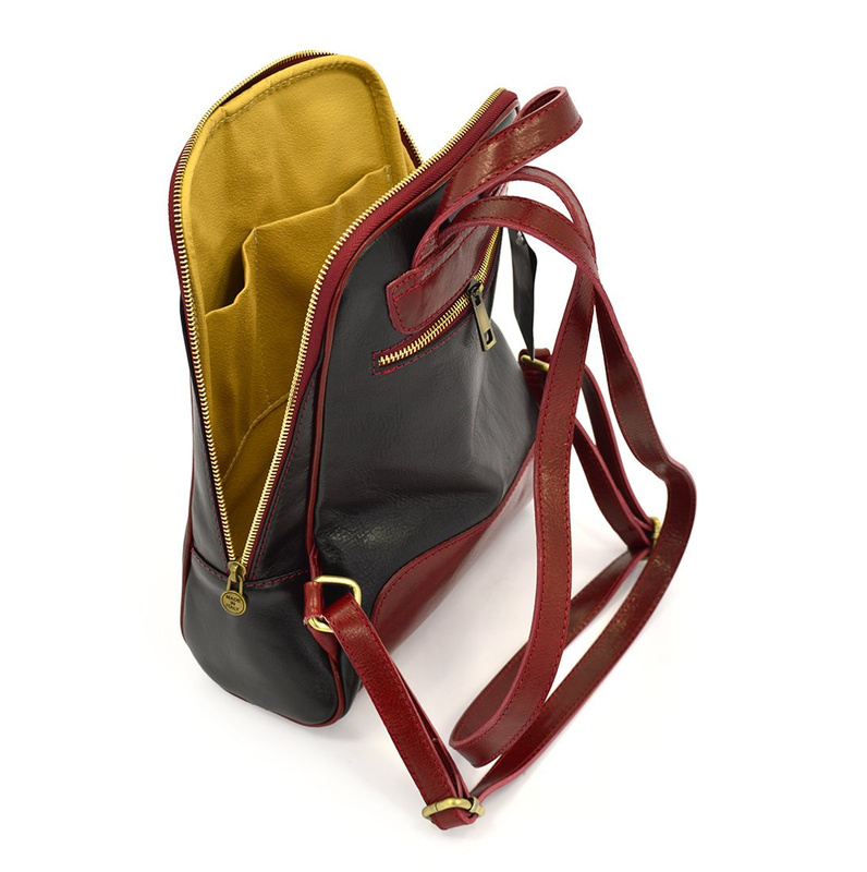 Florence Miejski Damski plecak skóra naturalna z kieszeniami na suwak