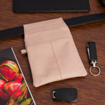 Kabura kelnerska skórzana etui na pasek skóra naturalna Beltimore beżowa U10