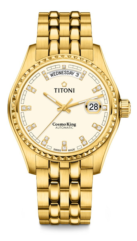 Zegarek TITONI 797G-DB-541. Automatyczny, Kolor biały. Mężczyzna.