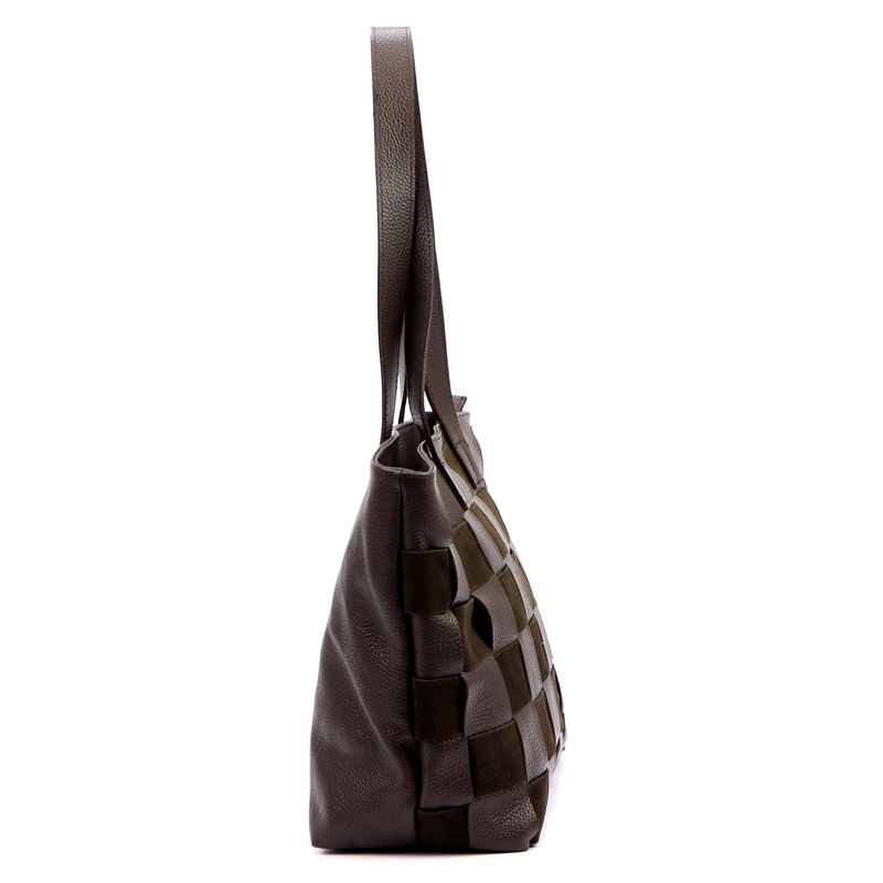 Luka Duża dwukomorowa damska shopperbag pleciony wzór torebka na ramię