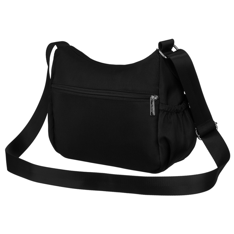 Stylowa, materiałowa torebka damska z zewnętrzną kieszenią - Peterson