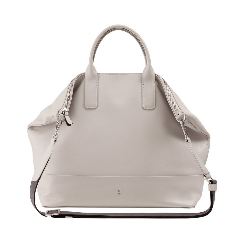 DuDu Duża damska shopperbag skóra naturalna z paskiem i kieszeniami