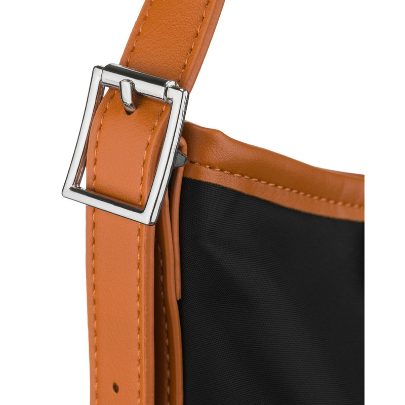 Czarna torebka damska z poliestru i skóry ekologicznej, jednokomorowa - Peterson