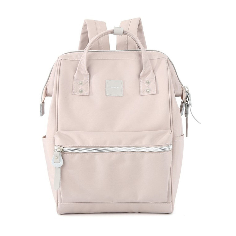 Plecak w kolorze pudrowego różu zawieszony na regulowanych szelkach i wyposażony w port USB - Himawari