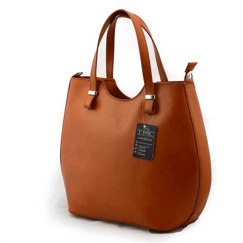 Elegancka stylowa duża skórzana shopperka do ręki