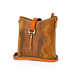 Skórzana damska listonoszka z motywem krokodyla