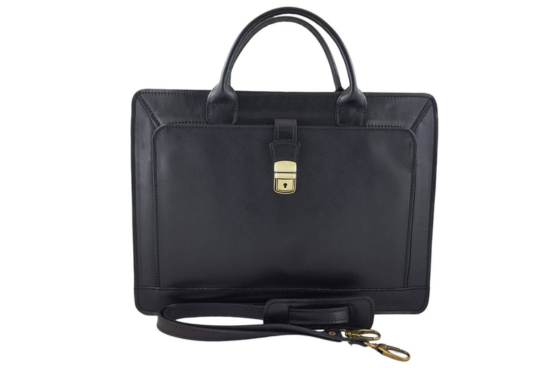 Aktówka męska skórzana Barberini's model 385 - Czarny 