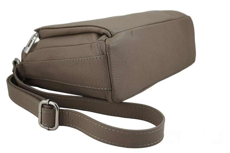 Listonoszka skórzana z kieszeniami - Beżowa ciemna