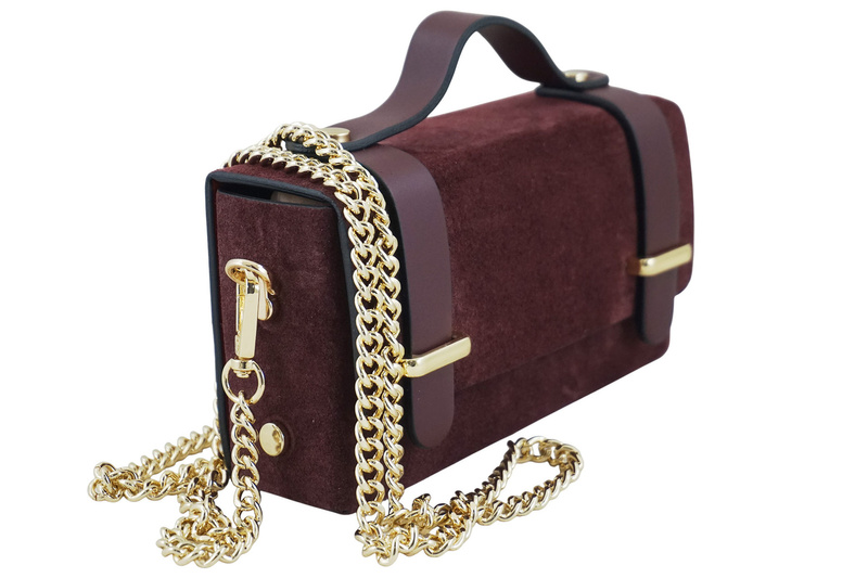 Zamszowa torebka Barberinis wizytowa - Bordowa