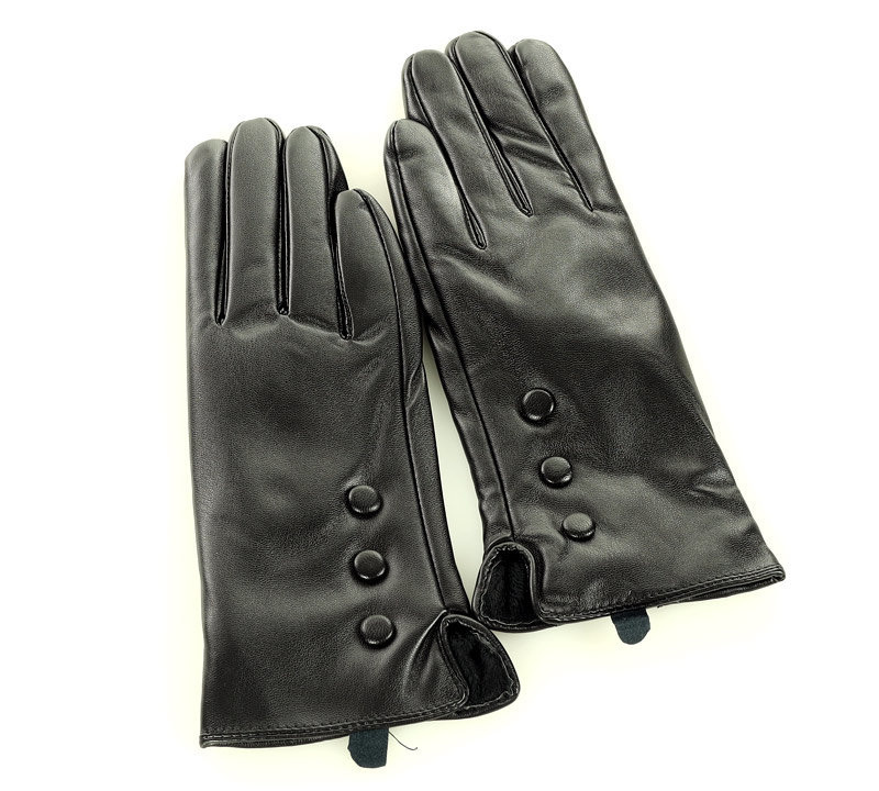 Rękawiczki damskie, skóra cielęca, ocieplane welurem.