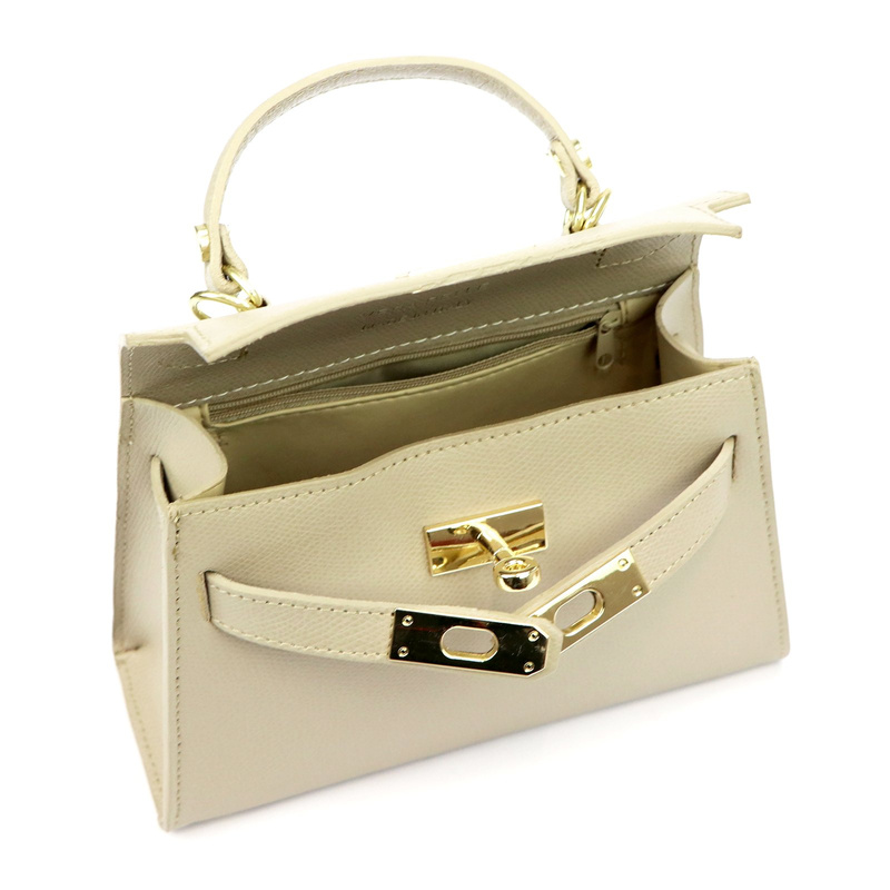 Mały damski kuferek listonoszka skórzana torebka do ręki z paskiem Luka